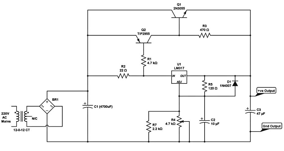3 Rail 12v 5v 5v Regulated Power Supply Electronic Schematic Diagram