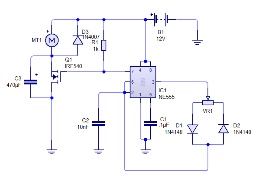 NE555 based PWM DC Motor Speed Controller Circuit with PCB ...